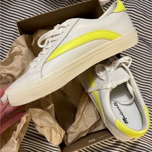 Killer leather sneaks with pop of neon